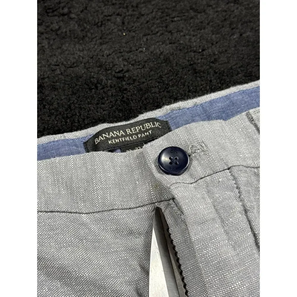 Banana Republic Pants Mens 33x32 Gray Linen Kentfield Pant Blend Casual Beach